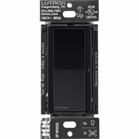 Lutron Claro Smart Switch for Caseta Smart Lighting (Lutron Smart Hub Required), for LED Lights and Fans, 5 Amp, Single-Pole/3-Way, Neutral Required, DVRF-5NS-BL, Black