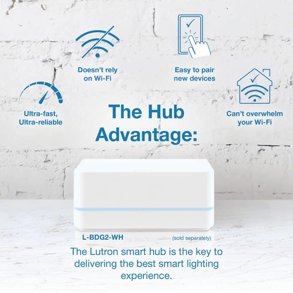 Lutron Claro Smart Switch for Caseta Smart Lighting (Lutron Smart Hub Required), for LED Lights and Fans, 5 Amp, Single-Pole/3-Way, Neutral Required, DVRF-5NS-BL, Black