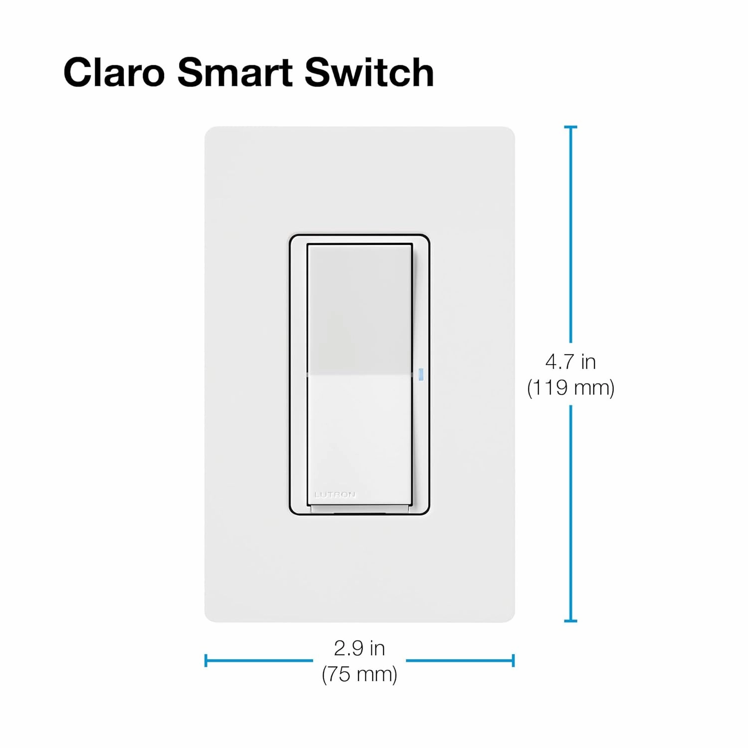 Lutron Claro Smart Switch for Caseta Smart Lighting (Lutron Smart Hub Required), for LED Lights and Fans, 5 Amp, Single-Pole/3-Way, Neutral Required, DVRF-5NS-BL, Black