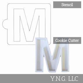 M Letter Alphabet Stencil And Cookie Cutter Set USA Made LSC107M