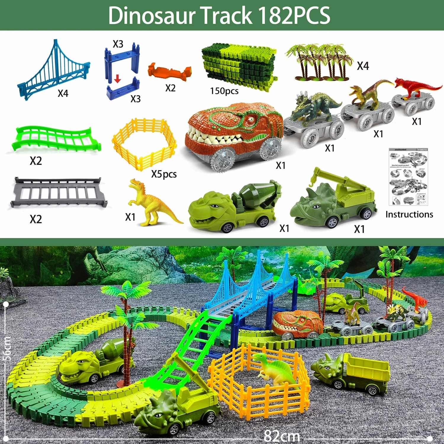 Magic Dinosaur Toy Race Track for Kids