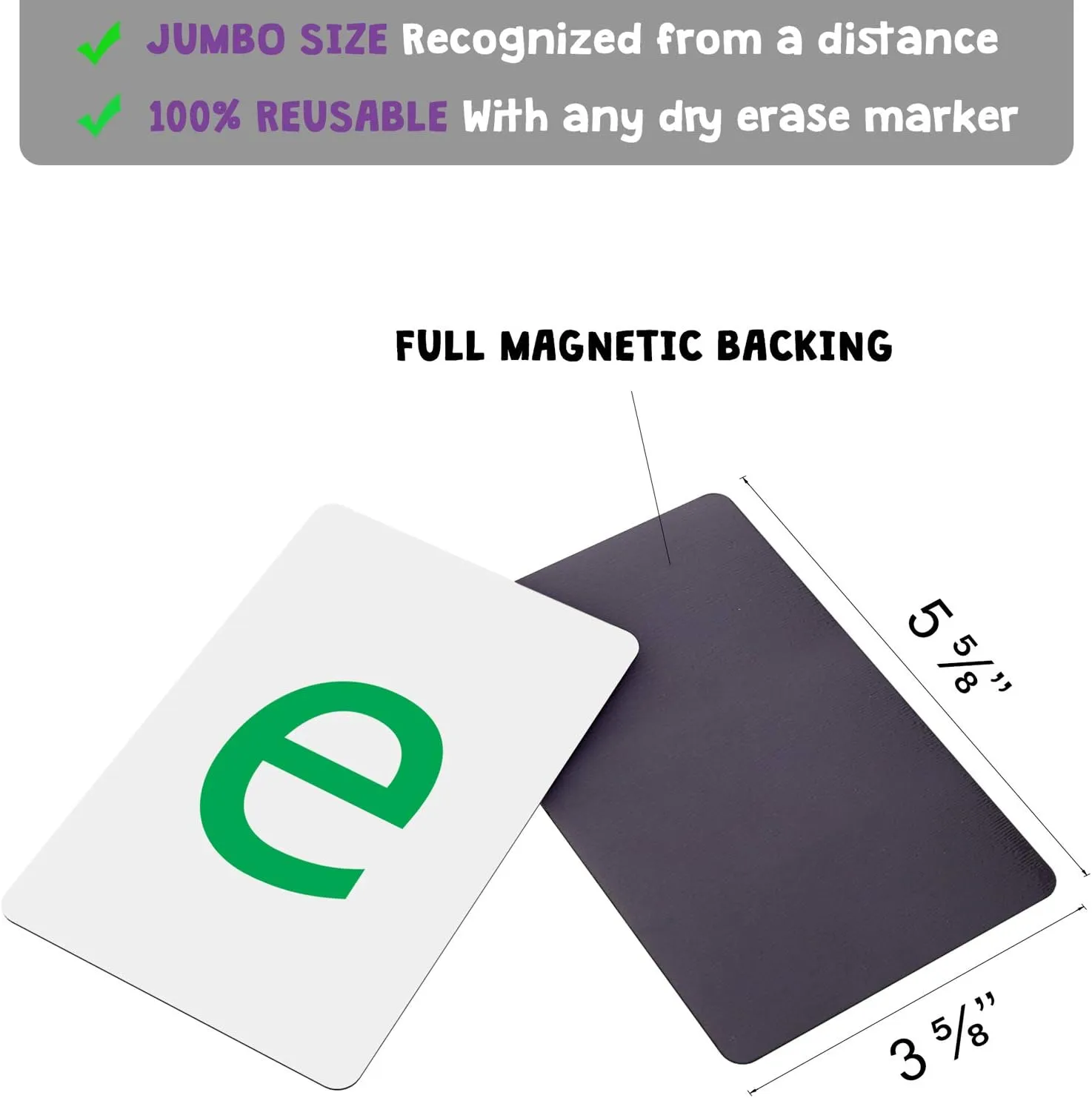 Magnetic Big Alphabet ABC Flash Cards - 36 Sturdy Lowercase Large Letters(3 Sets of Vowels) - for Classroom Teachers, Homeschool, ESL, Kids and Adults