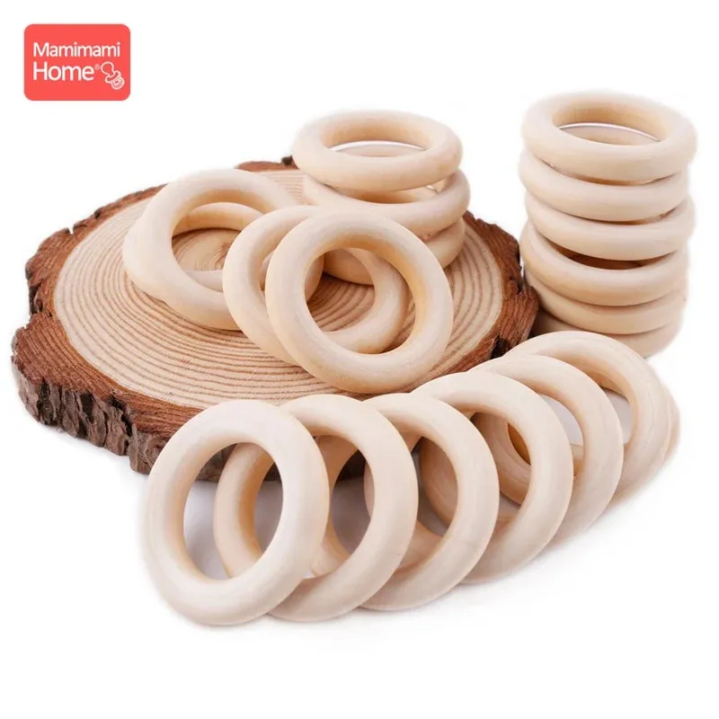 Maple Wooden Teething Rings Set: 10/5/3pcs for DIY Nursing Necklace, Baby Rattles, BPA-Free, Eco-Friendly