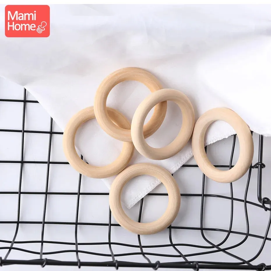 Maple Wooden Teething Rings Set: 10/5/3pcs for DIY Nursing Necklace, Baby Rattles, BPA-Free, Eco-Friendly