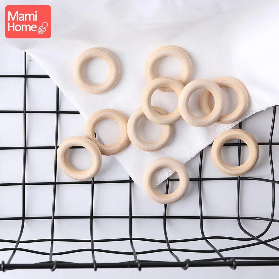 Maple Wooden Teething Rings Set: 10/5/3pcs for DIY Nursing Necklace, Baby Rattles, BPA-Free, Eco-Friendly
