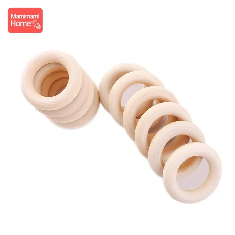 Maple Wooden Teething Rings Set: 10/5/3pcs for DIY Nursing Necklace, Baby Rattles, BPA-Free, Eco-Friendly