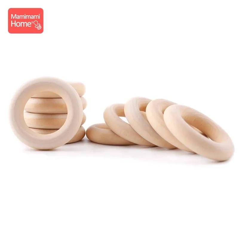 Maple Wooden Teething Rings Set: 10/5/3pcs for DIY Nursing Necklace, Baby Rattles, BPA-Free, Eco-Friendly
