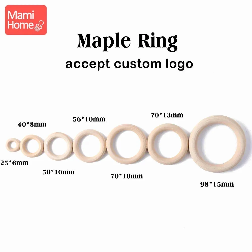 Maple Wooden Teething Rings Set: 10/5/3pcs for DIY Nursing Necklace, Baby Rattles, BPA-Free, Eco-Friendly