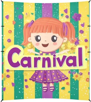 Mardi Gras Carnival Little Doll Beads Beach Canopy UPF50 Easy Setup Sun Shade with Sand Shovel for Camping Trips, Fishing, Backyard Fun or Picnics
