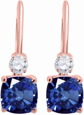 MauliJewels Earrings for Women 2.7 Carat 8x6 Cushion Cut Gemstone Diamond Leverback Earrings Carat 14K Rose Gold 4 Prong-Setting