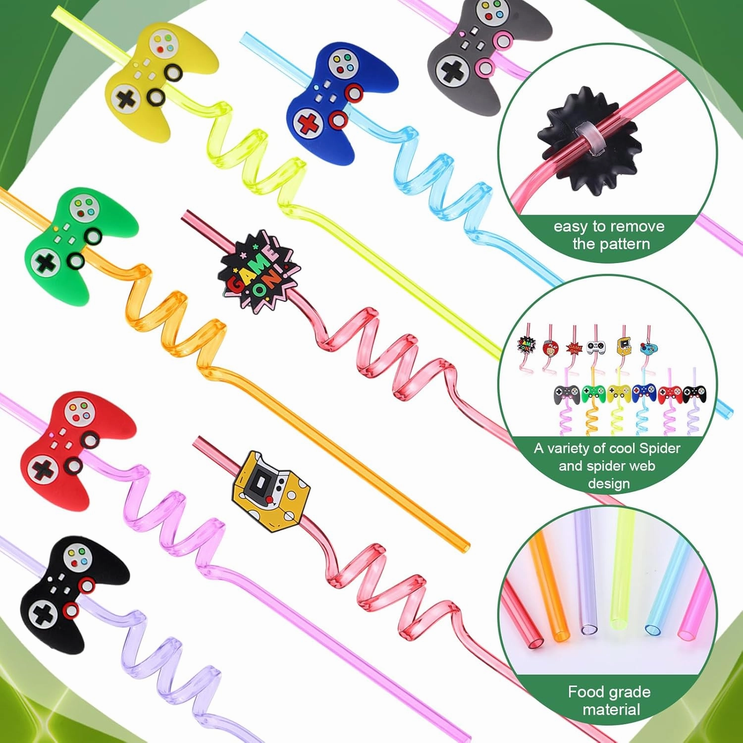 Maxcheck 36 Sets Video Game Party Favors Goodie Cups with Lids and Straws for Birthday Decorations 36Pcs 16oz Plastic Cups Reusable Plastic Straws for Birthday Party (Video Game)