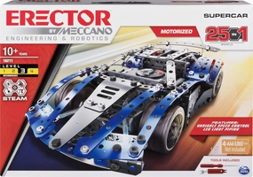 MECCANO Erector Supercar 25-in-1 STEM Building Kit, 328 Parts
