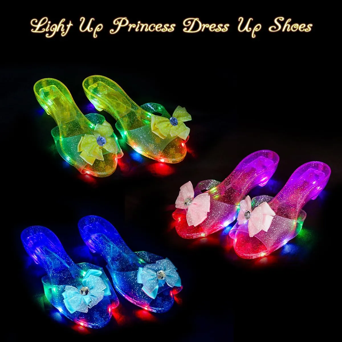 Meland Light Up Princess Dress Up - Dress Up Clothes for Girls with Skirts, Princess Purse & Light Up Play Shoes, Princess Toys Gift for Toddler Girls Age 3,4,5,6 Year Old for Birthday Christmas
