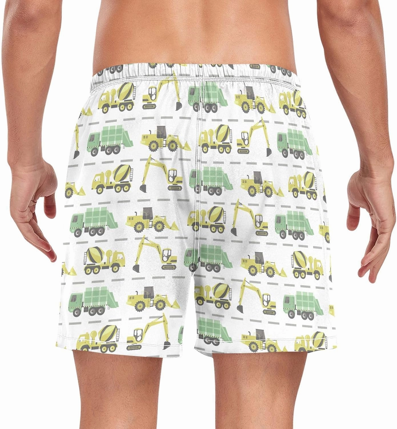 Men's Athletic Shorts Truck Yellow Green Transport Car 2 in 1 Quick Dry Workout Gym Running Shorts for Men S-XXL
