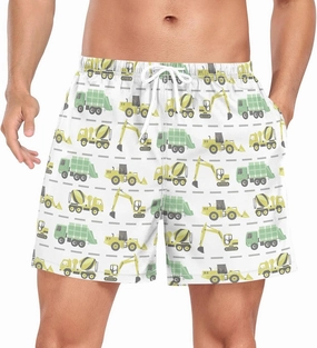 Men's Athletic Shorts Truck Yellow Green Transport Car 2 in 1 Quick Dry Workout Gym Running Shorts for Men S-XXL
