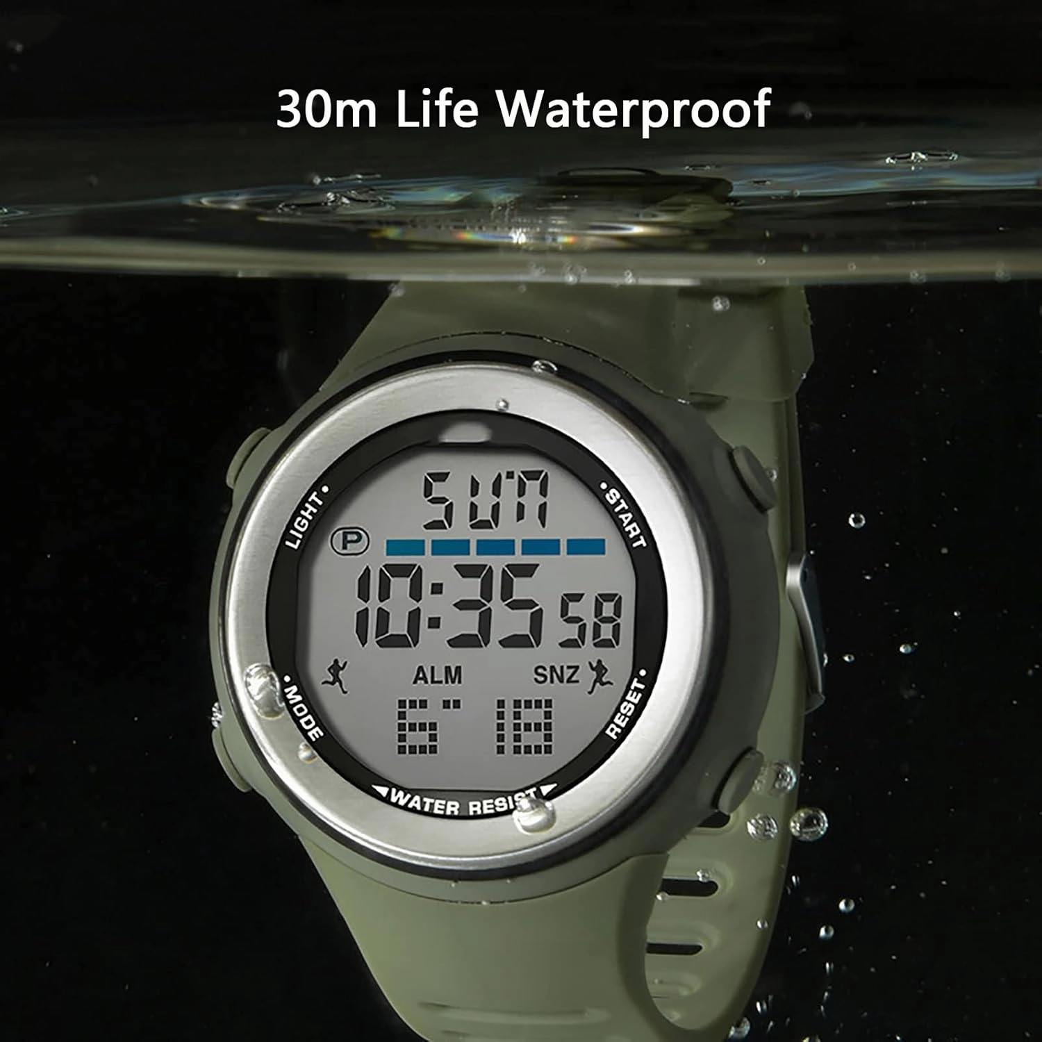 Men's Digital Sports Big Dial Watch, Waterproof Tactical Watch with Led Backlight Watch Men's, Silicone Strap