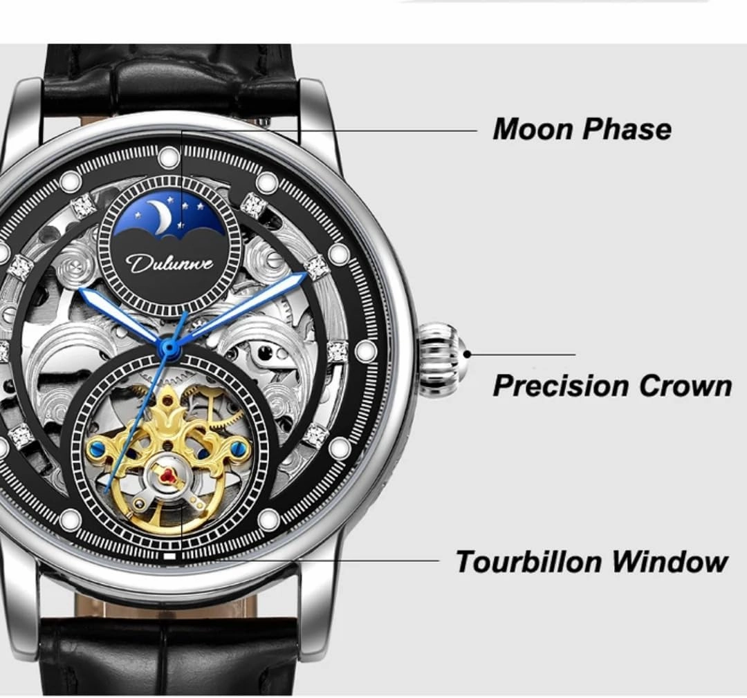 Men's Fully Automatic Mechanical Watch with Multifunctional Waterproof Night Glow Tourbillon Zirconium Diamond Inlaid Business Fashion Watch