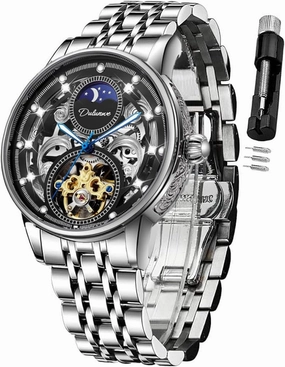 Men's Fully Automatic Mechanical Watch with Multifunctional Waterproof Night Glow Tourbillon Zirconium Diamond Inlaid Business Fashion Watch