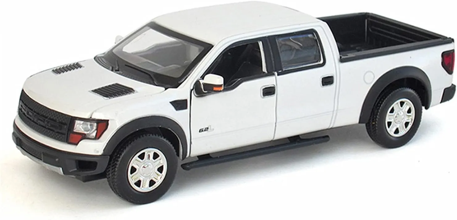 Metal Die Cast Toy Cars 1:34 for Ford F-150 Pickup Zinc Alloy Simulation Pull Back Car Model with Sound and Light for Adult Gift for Home Or Office Décor(White)