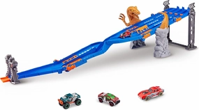 Metal Machines 4-Lane Raptor Attack Track Set Playset with Mini Racing Car by ZURU Cars Play Set Compatible with Other Brands Assorted