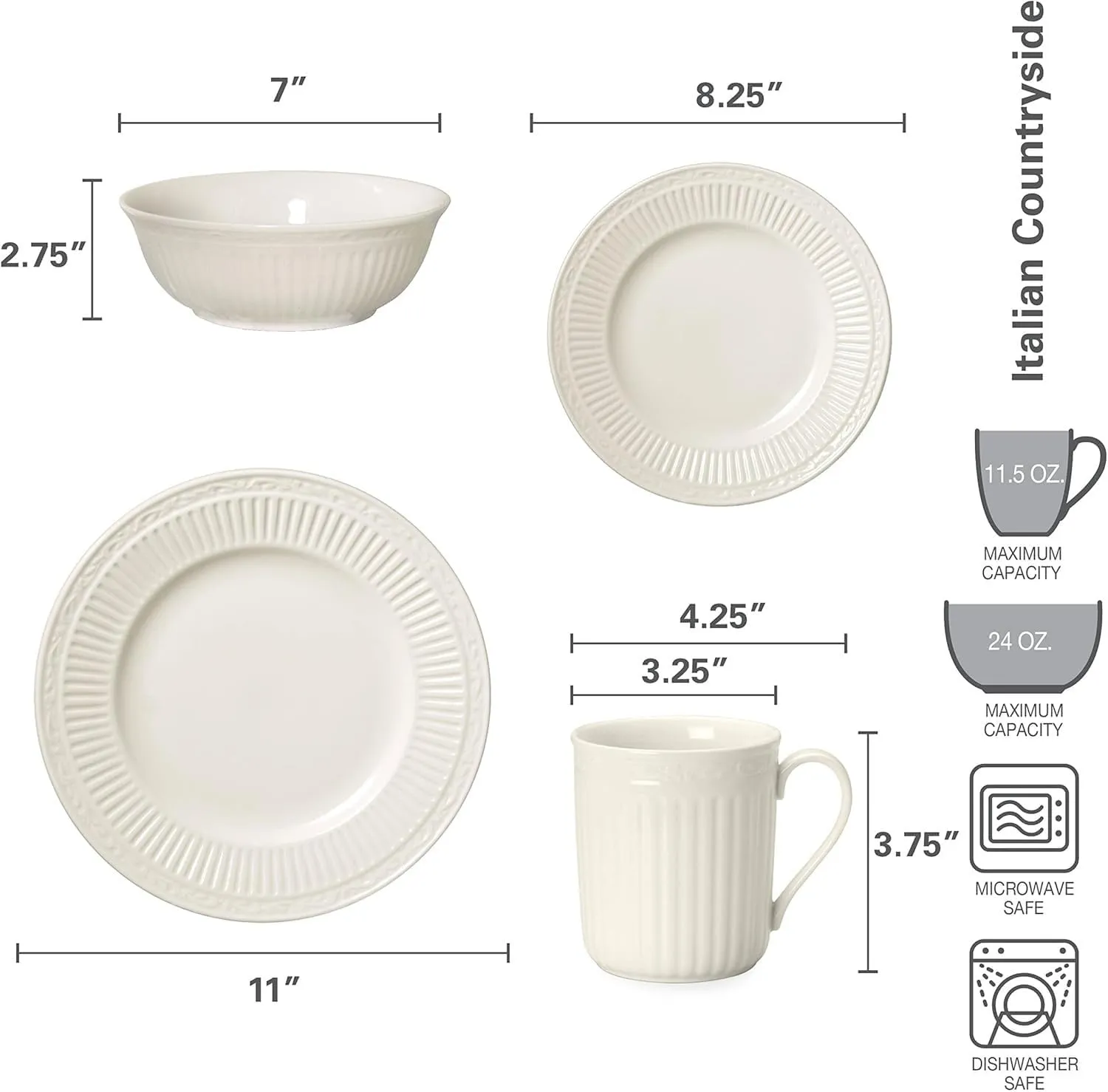 Mikasa Italian Countryside 16-Piece Dinnerware Set, Service for 4