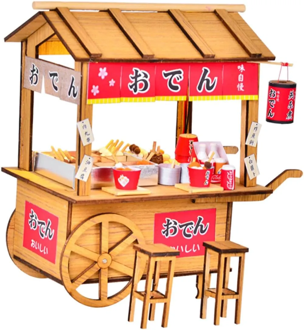 Milisten 1set Miniature Cooking Car Stalls Model Retro Mini Cart Accessories for House Models Graduation Designs and Boys and Girls Hands Activities