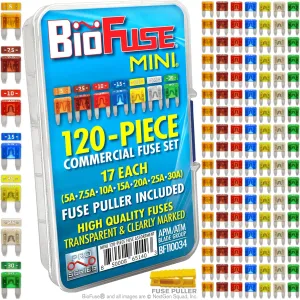Mini APM ATM 120 Piece Automotive Commercial Car Fuse Assortment (119 Mini Blade Fuses   Fuse Puller) 5A 7.5A 10A 15A 20A 25A 30A