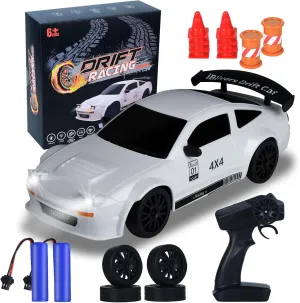 Mini RC Drift Car with Full Proportional Throttle, 1:24 Remote Control Car 4WD Drift GT-RX7 RC Cars Vehicle High-Speed Racing RC Drifting Cars Gifts Toy for Boys Kids (White)