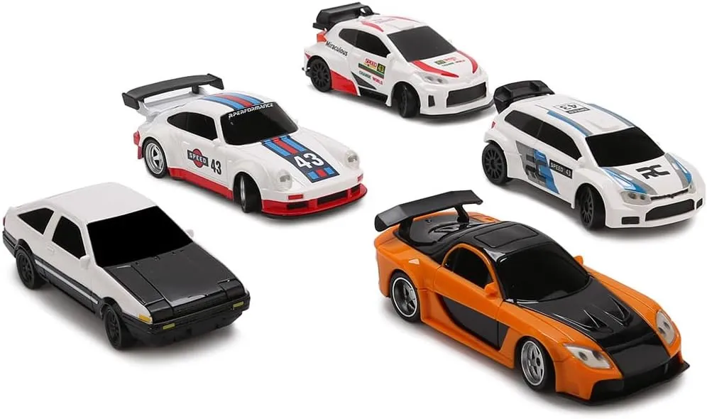 Mini RC Drift Car with Gyro Indoor/Outdoor, 1/43 Scale 4WD Full Proportional 2.4G High Speed 15KM/H RTR Remote Control Sports Racing Car with LED Lights & Drift Tires