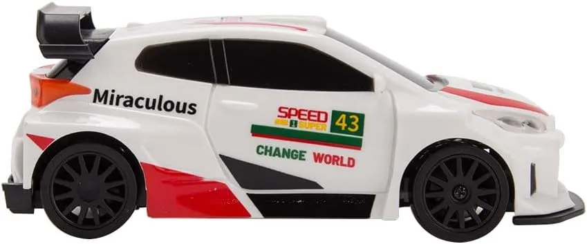 Mini RC Drift Car with Gyro Indoor/Outdoor, 1/43 Scale 4WD Full Proportional 2.4G High Speed 15KM/H RTR Remote Control Sports Racing Car with LED Lights & Drift Tires