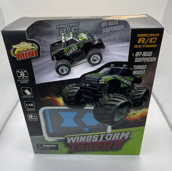 Mini RC Truck Off-Road 1:64 Scale Upgraded 2.4G 5-Channel 7CM RC Radio Wireless Remote Control Car Coke Can Micro Racing Pocket Portable Truck for Multi-Users (Black)