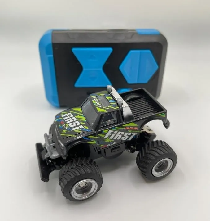Mini RC Truck Off-Road 1:64 Scale Upgraded 2.4G 5-Channel 7CM RC Radio Wireless Remote Control Car Coke Can Micro Racing Pocket Portable Truck for Multi-Users (Black)