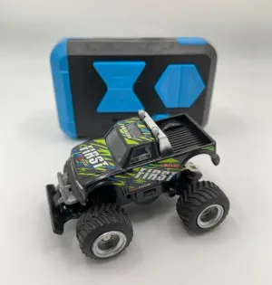 Mini RC Truck Off-Road 1:64 Scale Upgraded 2.4G 5-Channel 7CM RC Radio Wireless Remote Control Car Coke Can Micro Racing Pocket Portable Truck for Multi-Users (Black)
