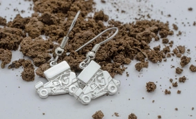 Mini / Micro Sprint Race Car in Sterling Silver, EARRINGS