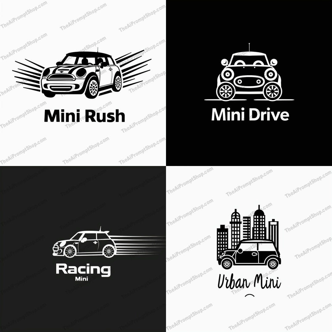Mini Cooper Illustration AI MidJourney Image Prompt, 8776