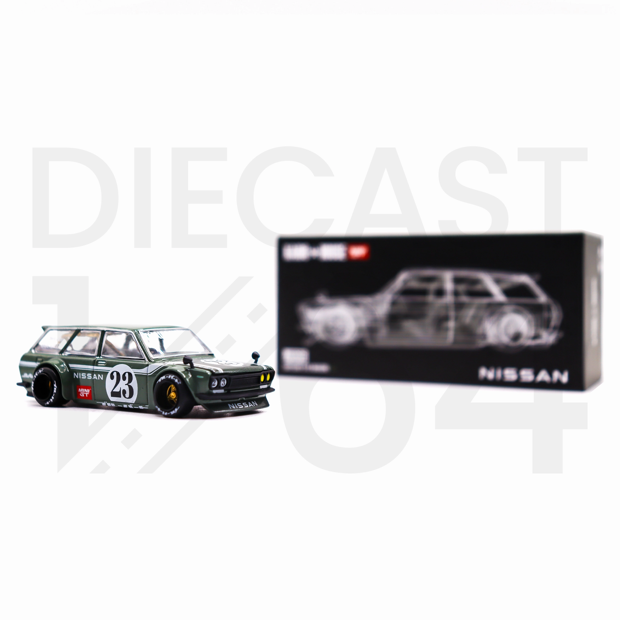 Mini GT Kaido House Datsun 510 Wagon Carbon Fiber V3 - Green