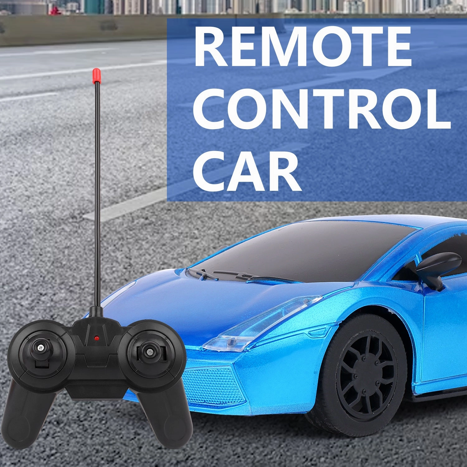 Mini Pro RC Car - Blue | 27 MHz Fully Functionable | 1:24 Scale | Battery & Charger Cable | Range upto 25m | Luminous Headlight | Perfect Tyre Grip | For Age 4  Years