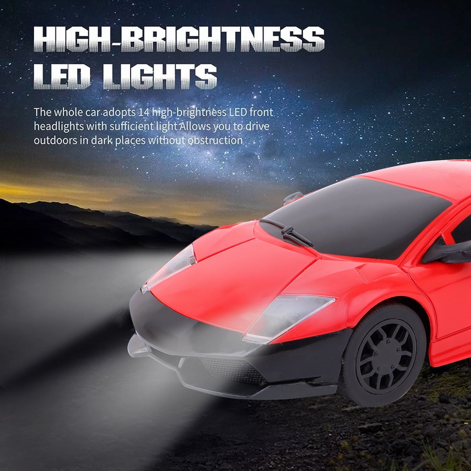 Mini Pro RC Car - Red | 27 Mhz Fully Functionable | 1:24 Scale | Battery & Charger Cable | Range upto 25m | Luminous Headlight | Perfect Tyre Grip | For Age 4  Years