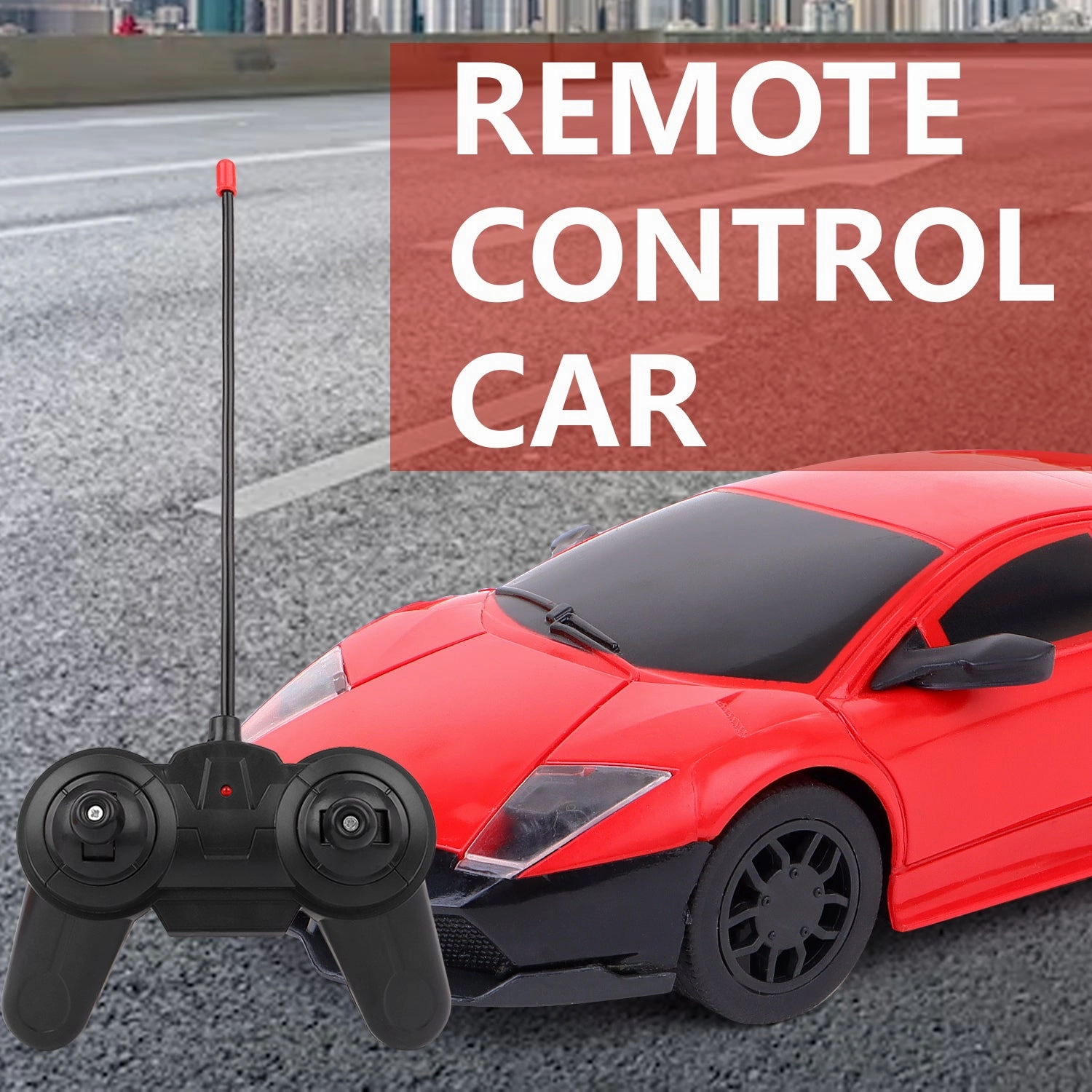 Mini Pro RC Car - Red | 27 Mhz Fully Functionable | 1:24 Scale | Battery & Charger Cable | Range upto 25m | Luminous Headlight | Perfect Tyre Grip | For Age 4  Years