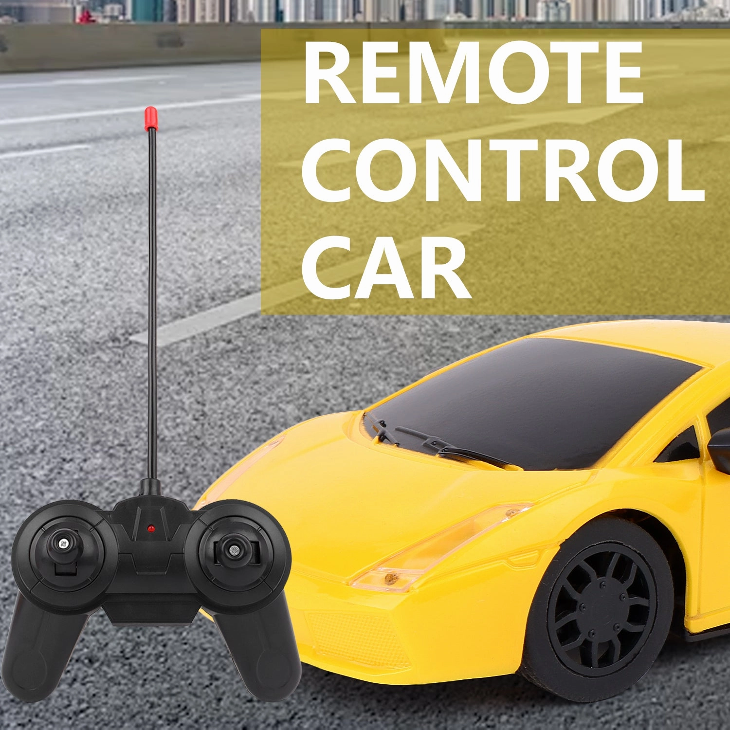 Mini Pro RC Car - Yellow | 27 MHz Fully Functionable | 1:24 Scale | Battery & Charger Cable | Range upto 25m | Luminous Headlight | Perfect Tyre Grip | For Age 4  Years