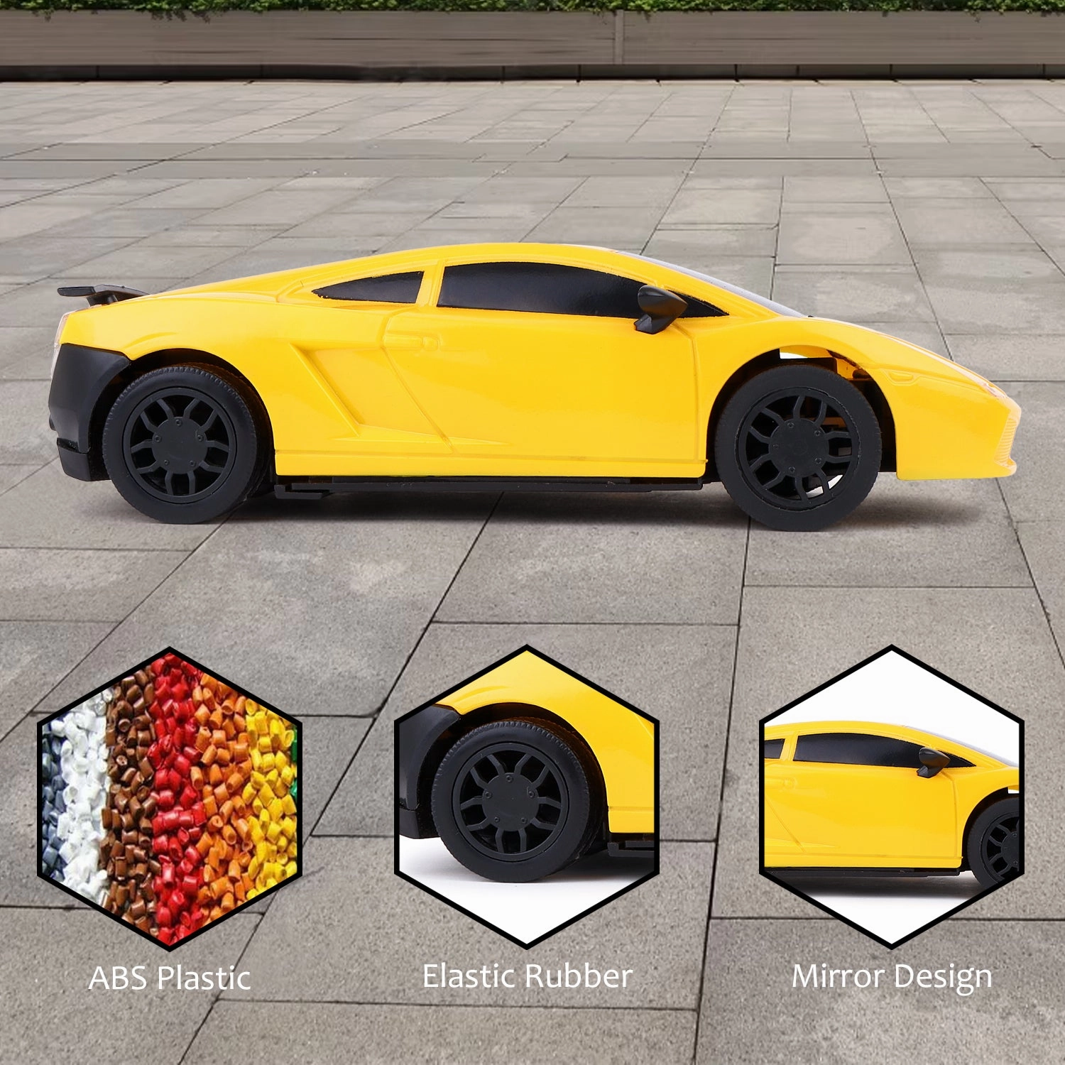 Mini Pro RC Car - Yellow | 27 MHz Fully Functionable | 1:24 Scale | Battery & Charger Cable | Range upto 25m | Luminous Headlight | Perfect Tyre Grip | For Age 4  Years