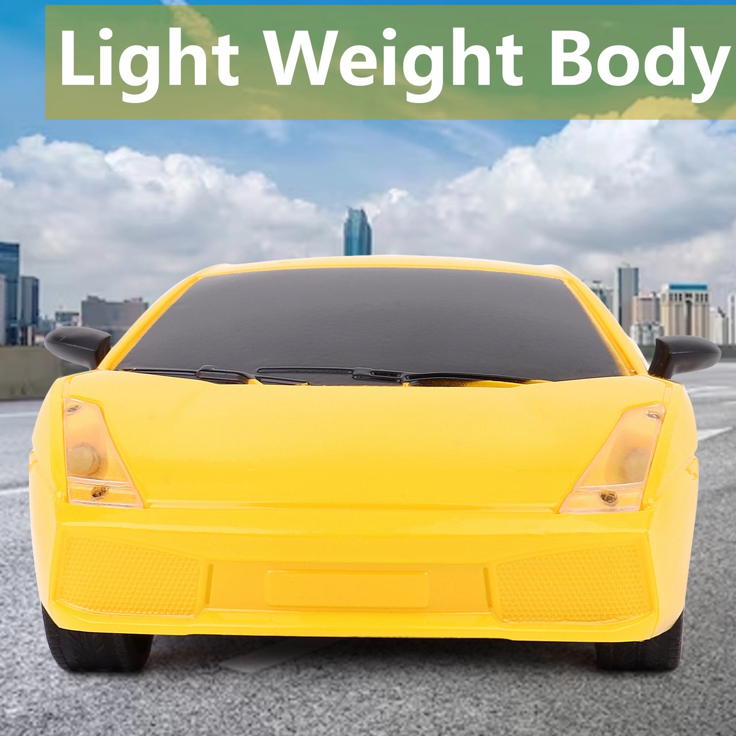 Mini Pro RC Car - Yellow | 27 MHz Fully Functionable | 1:24 Scale | Battery & Charger Cable | Range upto 25m | Luminous Headlight | Perfect Tyre Grip | For Age 4  Years