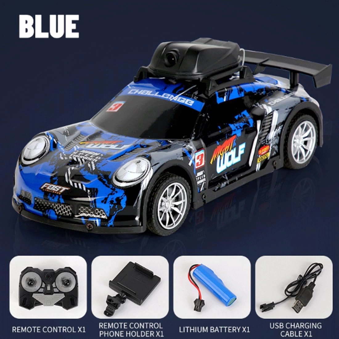 Mini RC Drift Car with HD Camera & LED Lights, 2.4G 4CH Remote Control Car Electric Racing Sports Cars for Adult Teens - RTR Version / 2 Battery