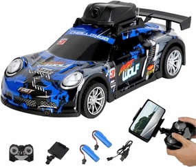 Mini RC Drift Car with HD Camera & LED Lights, 2.4G 4CH Remote Control Car Electric Racing Sports Cars for Adult Teens - RTR Version / 2 Battery