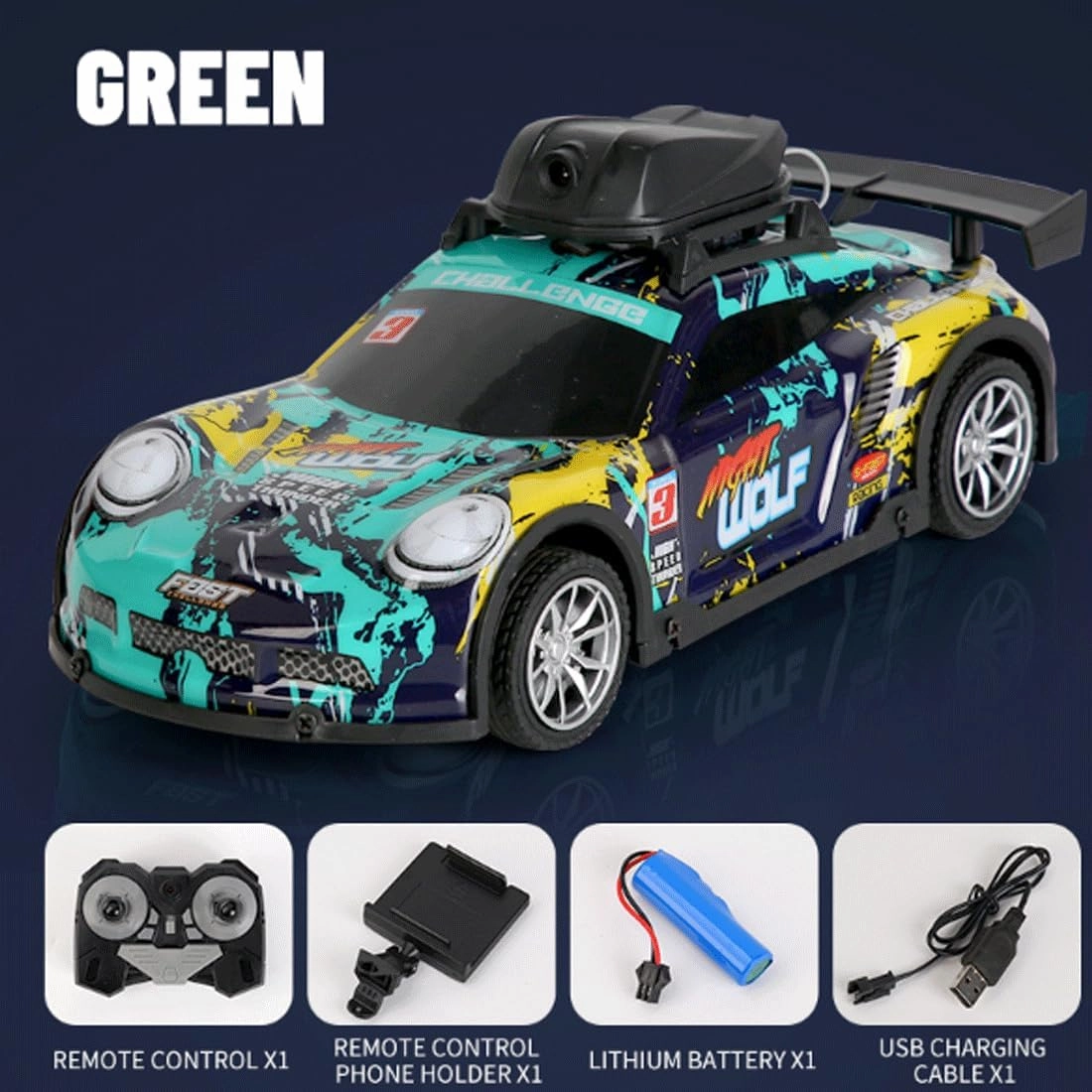 Mini RC Drift Car with HD Camera & LED Lights, 2.4G 4CH Remote Control Car Electric Racing Sports Cars for Adult Teens - RTR Version / 2 Battery