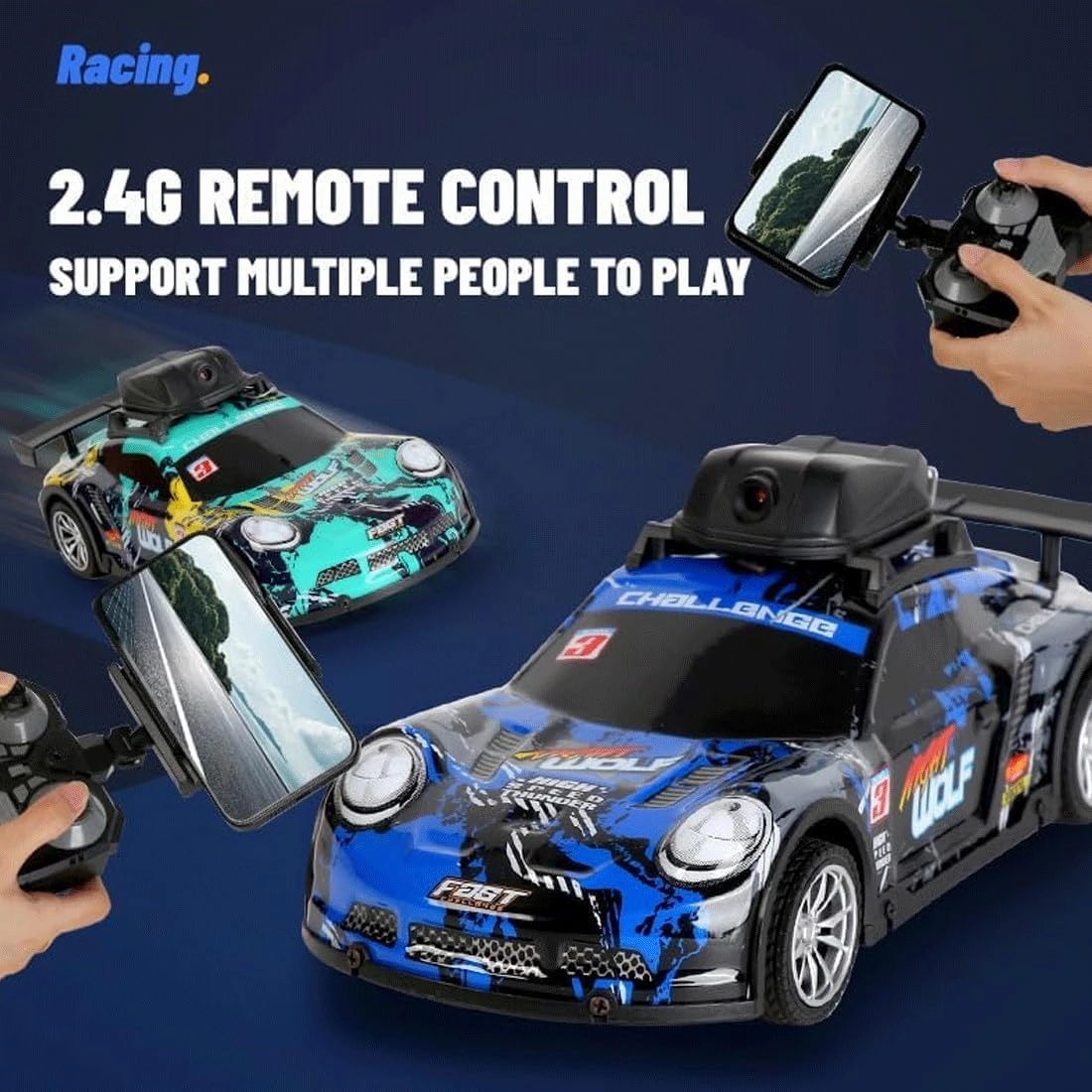 Mini RC Drift Car with HD Camera & LED Lights, 2.4G 4CH Remote Control Car Electric Racing Sports Cars for Adult Teens - RTR Version / 2 Battery