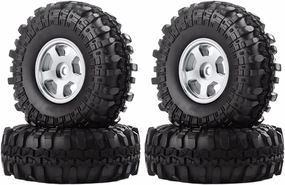 Mini Wheel Rim Tires Hub for SCX24 AXI90081 24 Climbing Car Model 1/24 Scale with Rubber Material - for RC Car Racing Enthusiasts