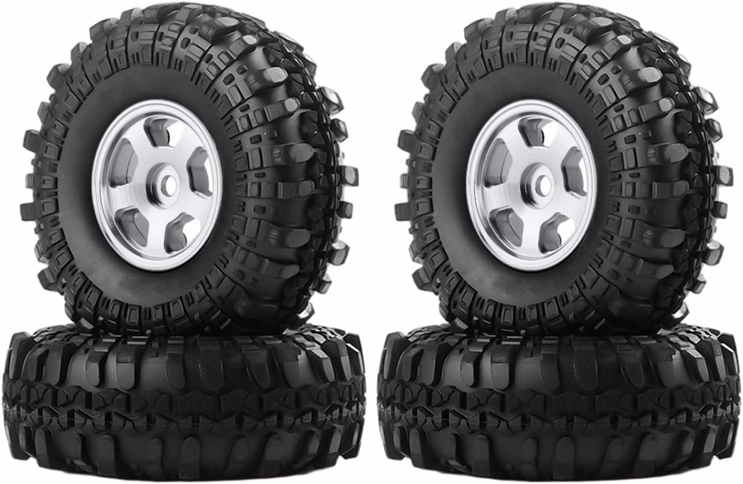 Mini Wheel Rim Tires Hub for SCX24 AXI90081 24 Climbing Car Model 1/24 Scale with Rubber Material - for RC Car Racing Enthusiasts