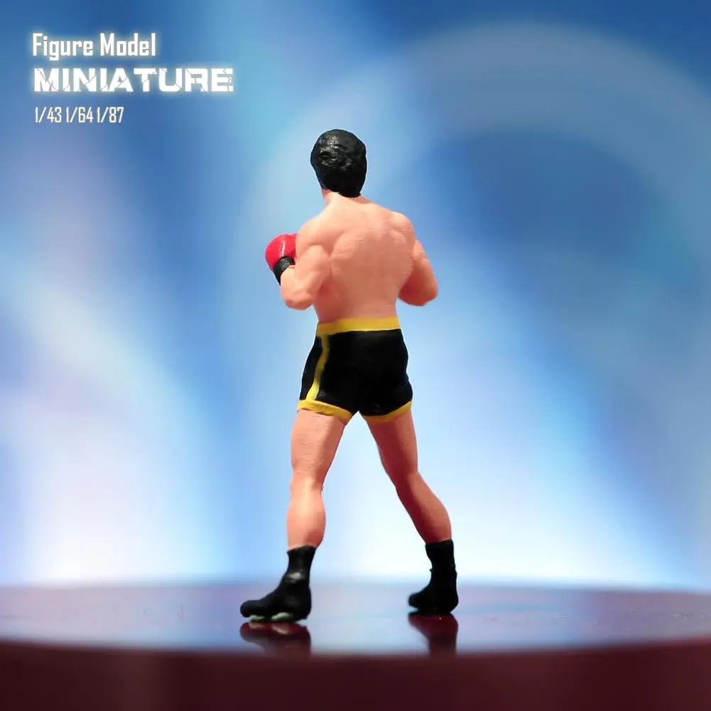 Miniatures Figures 1/87 1/64 1/43 1/24 Scale Boxer Boxing Men Resin Figurine Model Creative Sand Table Scene Dolls Props for Cars Toy (Painted, 1:64 Scale)