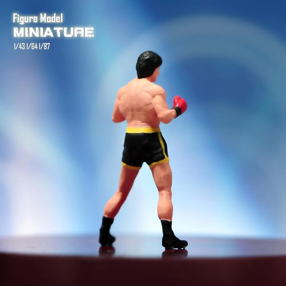 Miniatures Figures 1/87 1/64 1/43 1/24 Scale Boxer Boxing Men Resin Figurine Model Creative Sand Table Scene Dolls Props for Cars Toy (Painted, 1:64 Scale)